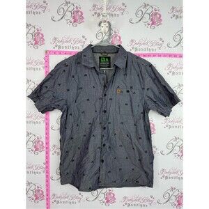 Three tree Men's Gray Short-Sleeve Casual Button-Down Shirt with Subtle Print